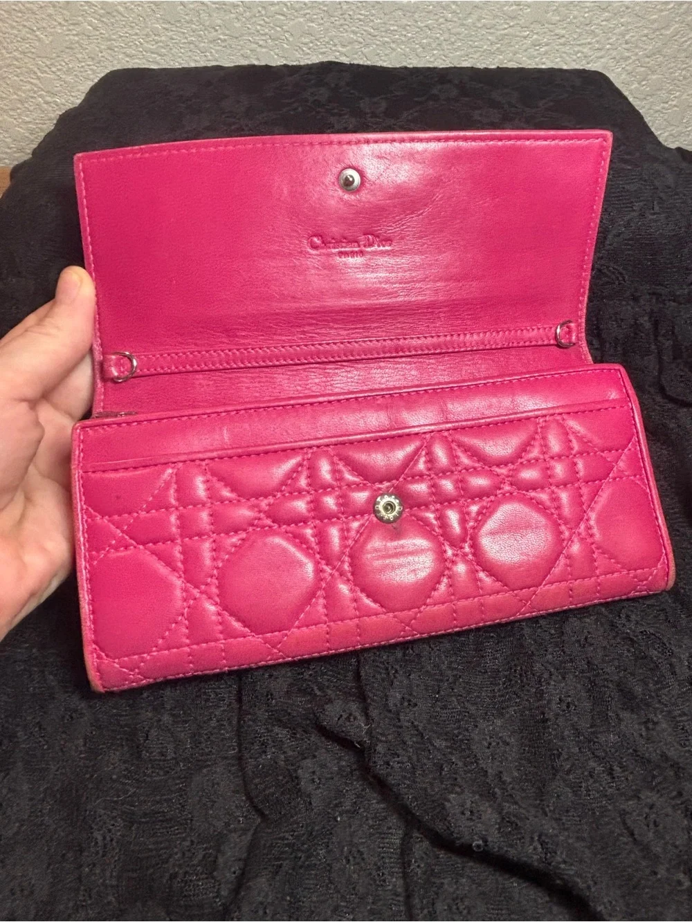 Christian Dior Lady Dior Rendez-vous Pink Lambskin Wallet on Chain WOC
